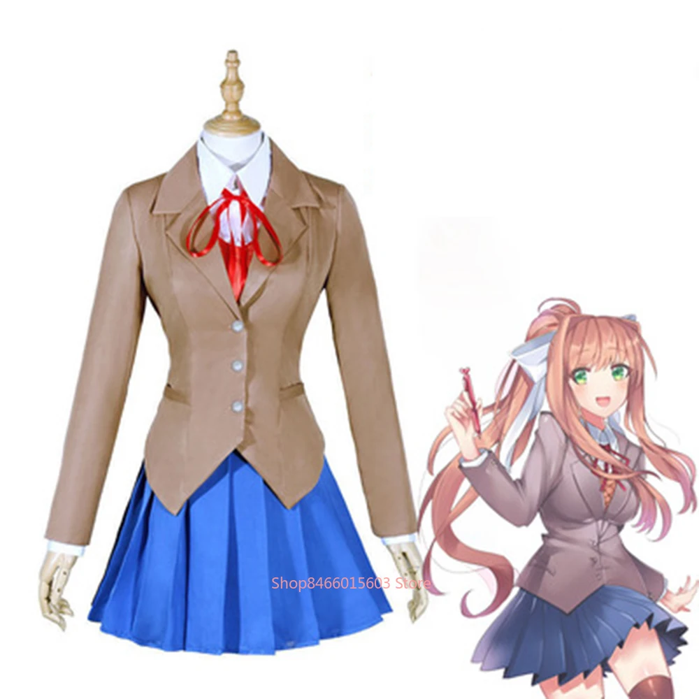 Аниме Sayori Yuri Natsuki Monika Косплей Костюм литература Клуб Школьная форма Хэллоуин