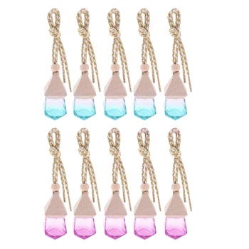

10pcs 6ml Aroma Essential Oil Diffuser Bottle Glass Car Hanging Pendant Perfume Vial Air Freshener Diffuser Charm Vials