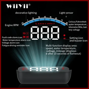 

GEYIREN HUD M6s head up display Overspeed Warning Windshield Projector on-board OBD scanner With Lens Hood Universal Auto HUD