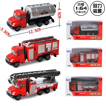 

19x30x6cm Alloy Pull Back Fire Truck Ladder Truck Lift Rescue Car Model Suit Diecast Speed Wheels Boy Gift Toys for Children