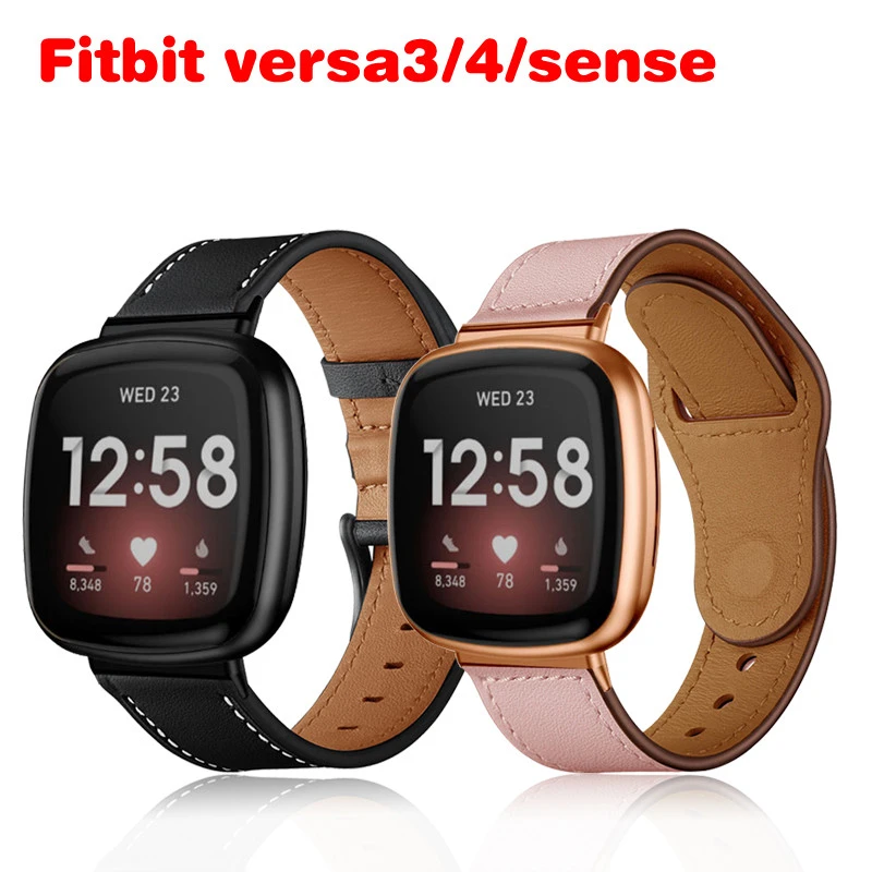 Leather Ventilation Bracelet Strap For Fitbit Versa 2 3 Sense Band Loop Genuine Leather Smart Watch Strap Replacement