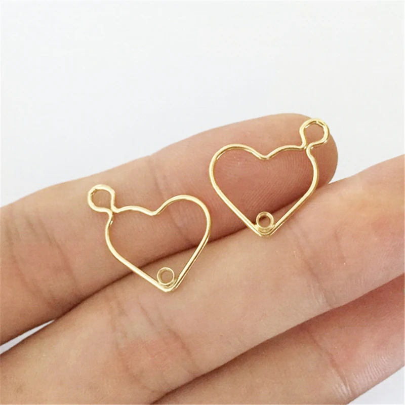 14K Gold Filled Heart Charm With White Ring 15.5MM Gold Pendant For Bracelet Necklace Earring DIY Jewelry Accessories Findings