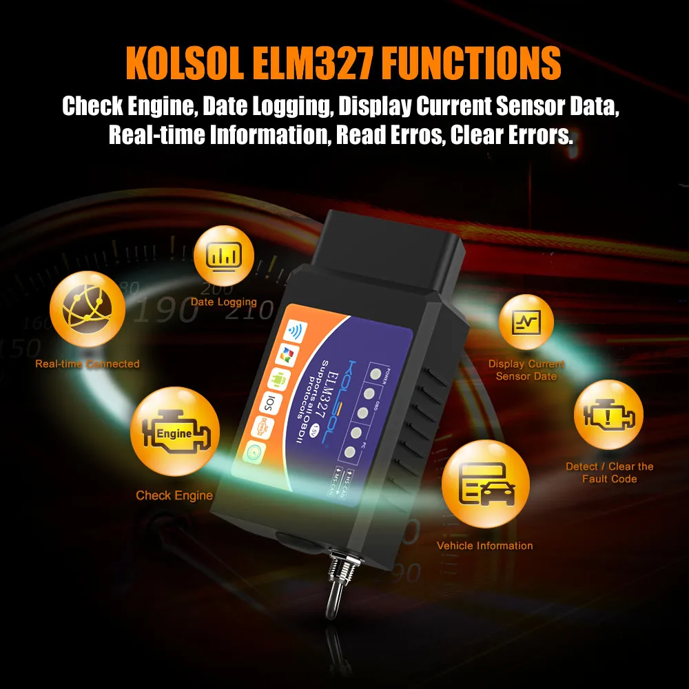 KOLSOL ELM327 Bluetooth/wifi/USB OBD2 сканер V1.5 ELM327 wifi с переключателем для Ford ELMconfig CH340+ 25K80 чип HS-CAN/MS-CAN