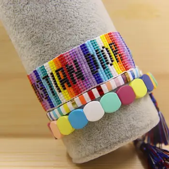 

Miyuki Rainbow stripe DIY bracelet combo set ,Stacked Tila Tile beads bracelet ,Heart bracelet ,Enamel Tila Tile bracelet.