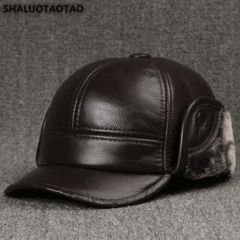 Мужская кепка SHALUOTAOTAO зимние модные теплые бейсболки из воловьей кожи плотные