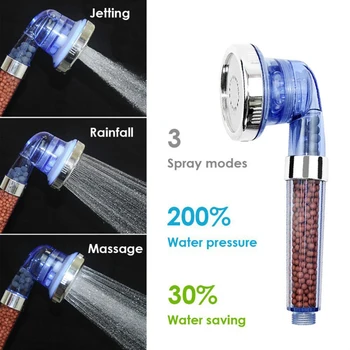 

Healthy Negative Ion SPA Shower Nozzle Filtered Adjustable Shower Head With Shower Hose 3 Mode Shower SPA Shower Head