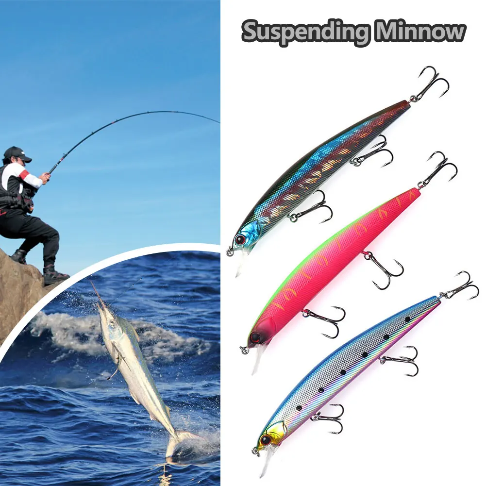 

1Pcs Sea Fishing Minnow Fishing Lure 13cm 20g Wobblers Tackle Artificial Hard Bait 3 Hook 3D Eyes Crankbait Bass carp Lures