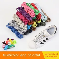 1 Pair Reflective Shoelaces Elastic No Tie Shoe Laces Round Stretching Locking Shoelace Leisure Sneakers Quick Lazy Laces