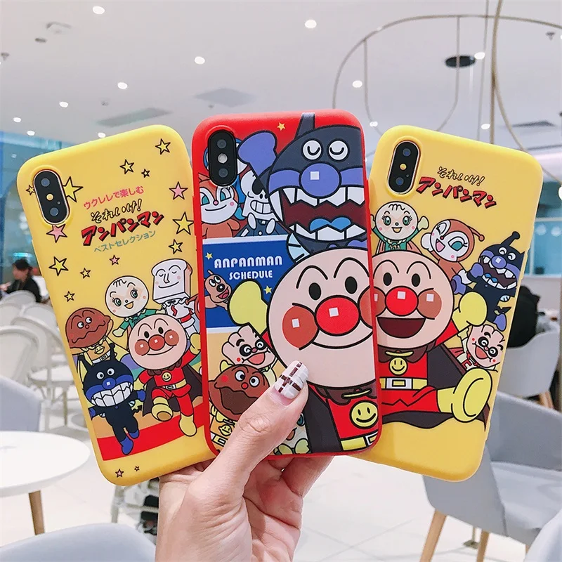 

Cartoon Anime Bread Anpanman family phone case For iphone Xs MAX XR X 6 6s 7 8 plus couple Cute soft TPU back cover Fundas Capa