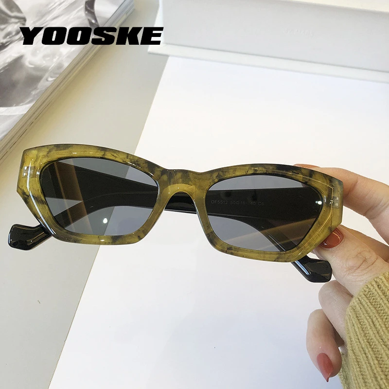 YOOSKE 2021 Small Frame Sunglasses Women Fashion Cat Eye Sun Glasses Men Retro Brand Design Wild Street Eyewear UV400 coach sunglasses