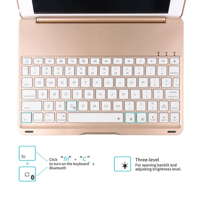 Алюминиевая Bluetooth клавиатура Folio чехол для iPad Air 2 iPad Pro 9,7 дюйма GV99