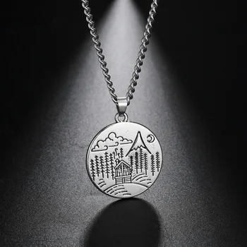 

EUEAVAN 10pcs Mixed Styles Countryside Scenery Pendant Necklace Tree Forest Mountain Landscape Travelling Meaning Jewelry