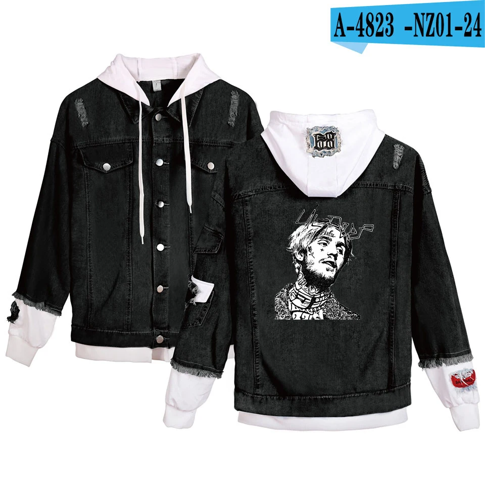 whiteblack Lil Peep джинсы толстовки для молодых людей осень Горячая Мода Lil Peep джинсовая одежда для мужчин/женщин популярная стеганая куртка - Цвет: whiteblack