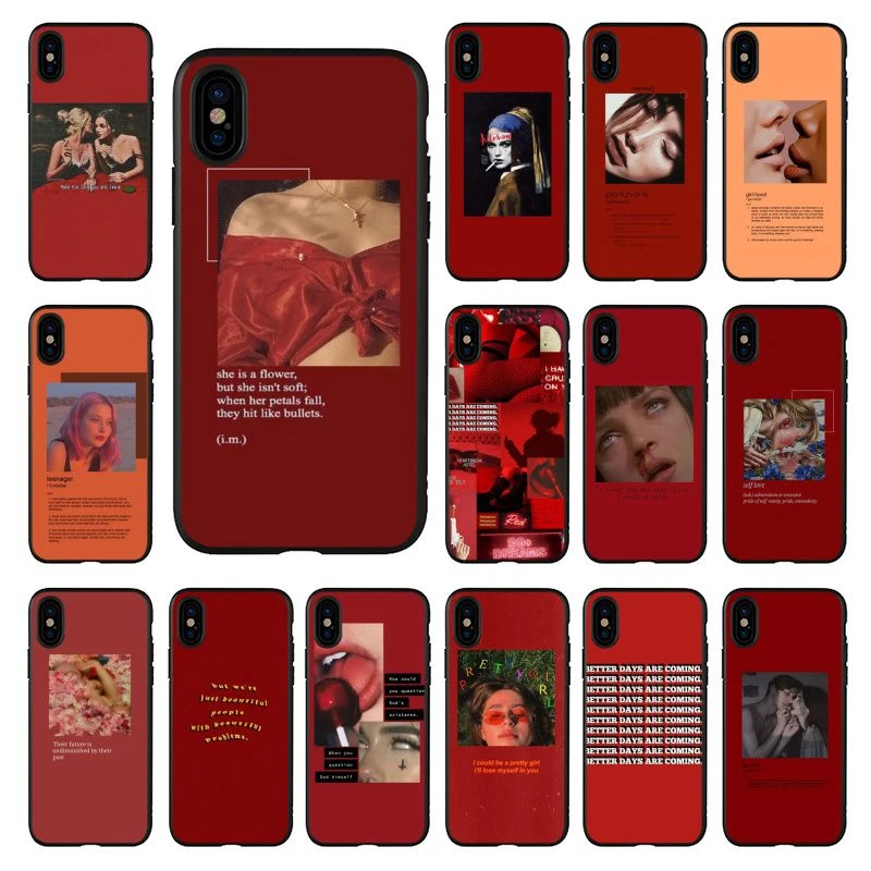 Retro Red Pattern Art Lyrics Aesthetic Coque Phone Case For Apple Iphone 11 8 7 6 6s Plus X Xs Max 5 5s Se Xr 11 Pro Cover Shell Phone Case Covers Aliexpress