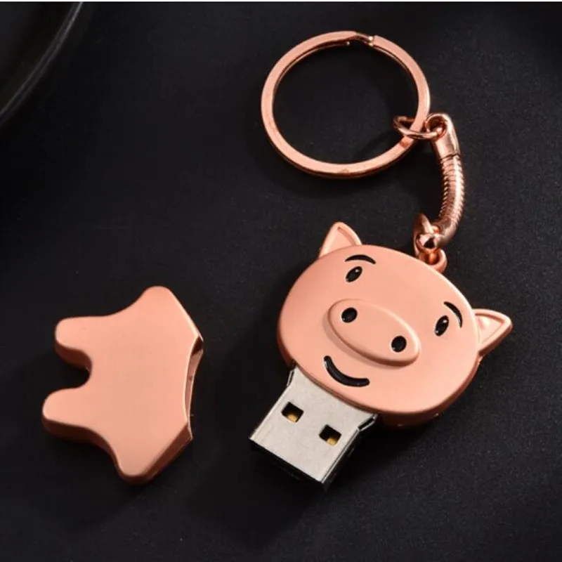 Прекрасный розовый золотой металл свинья usb 2,0 флэш-накопитель
