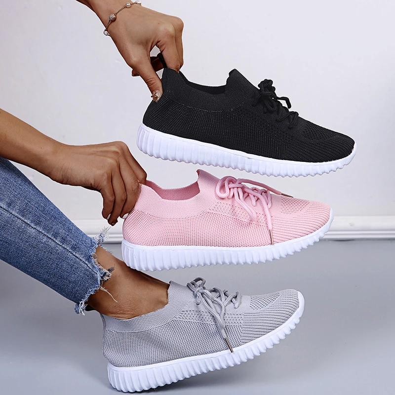 Sneakers Shoes 2022 Spring Fashion Lace Up Platform Women's Shoes Summer Plus Size Flat Mesh Sports Shoes Woman Vulcanize Shoes