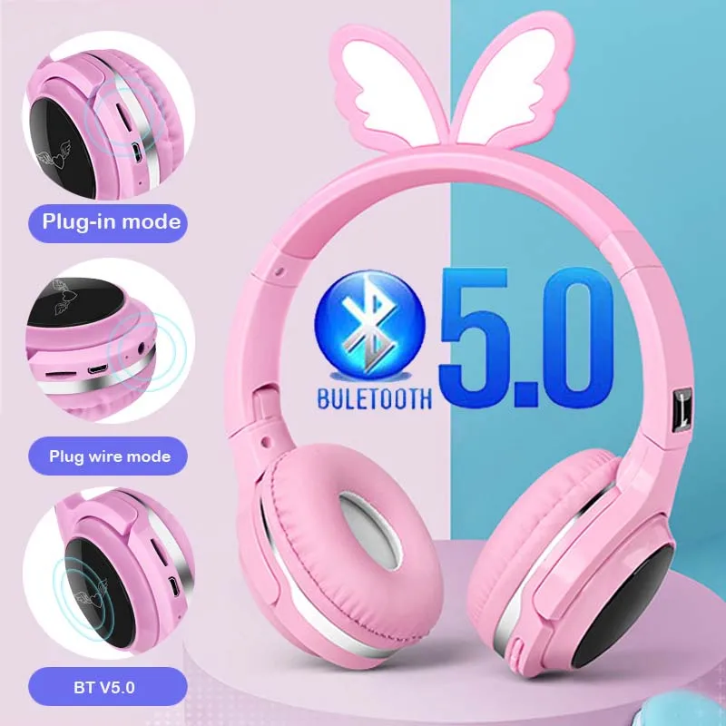 Kids Headphone Wireless 93dB Child Safe Volume Headset 3 5mm Audio Jack Foldable Adjustable Headphones With Microphone