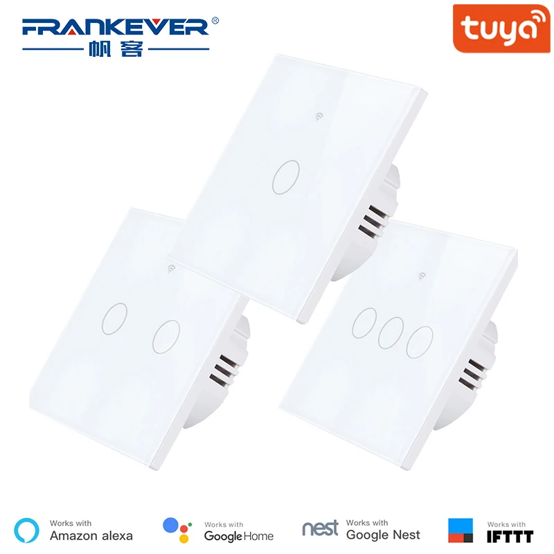 FrankEver умный Wifi переключатель ЕС Великобритания 1 2 3 банды умный настенный сенсорный светильник переключатель работает с Alexa Google Home IFTTT Tuya Smart Life