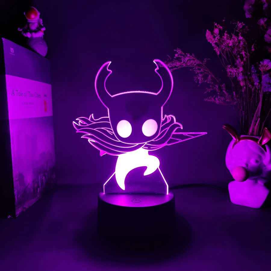 dinosaur night light Hollow Knight Figurine Player Hornet DIY Drawing Art Laser Engraved Acrylic Upward Lighting LED Sensor Lights Computer Desk Lamp Night Lights