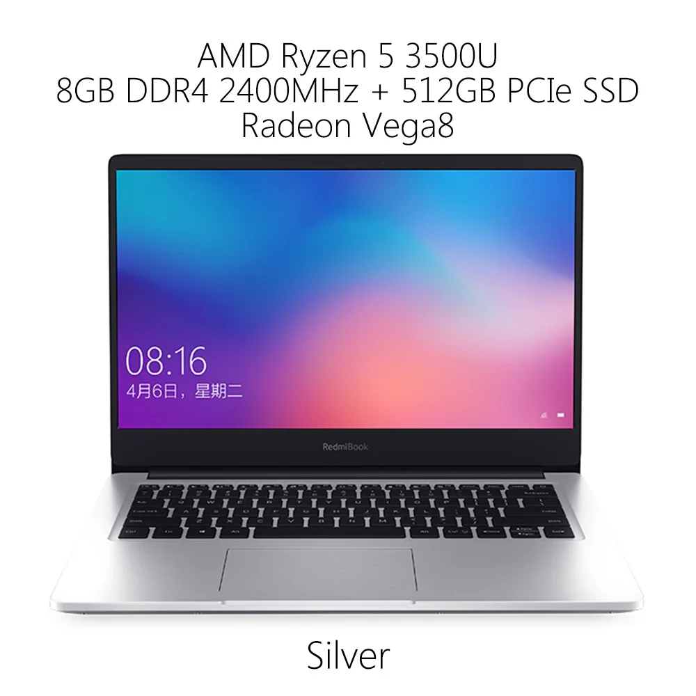 R5 8GB 512GB Silver Ноутбук Xiaomi RedmiBook 14 Ryzen 8 ГБ ОЗУ 512 ГБ SSD Radeon Vega8 FHD - Цвет: R5 8GB 512GB Silver