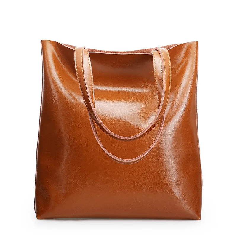 Большая сумка на плечо из коровьей кожи, женские сумки из натуральной кожи, женские сумки от известного бренда, дизайнерские сумки, женские модные ручные сумки - Цвет: brown