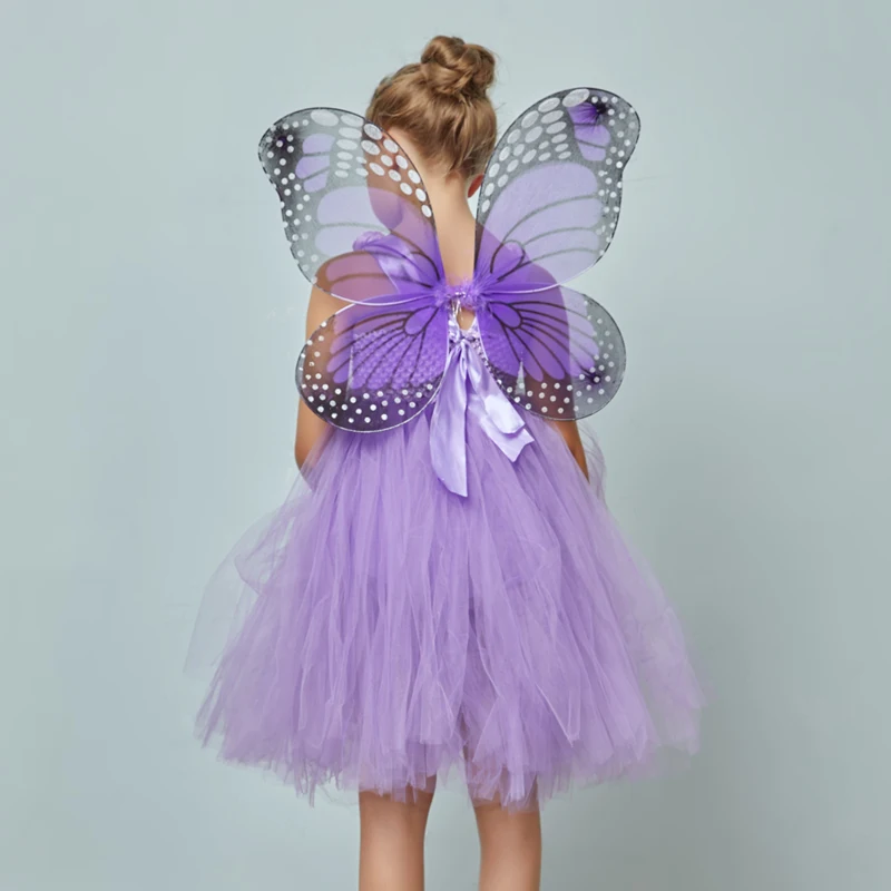 Lavander Flower Girl Tutu Dress Birthday Wedding Jr. Bridesmaid Tulle Dress Monarch Butterfly Kids Dance Recital Ball Gown (5)