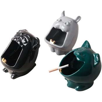 

Nordic New Ceramic Dog Ashtray Personality Fashion Storage Box Anti-ash Aashtray Cool Large Capacity Cigarette Ashtray For Home