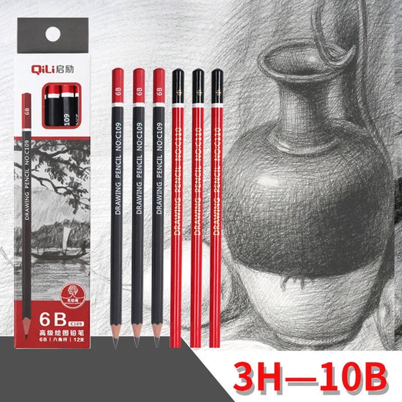 

Drawing pencils Premium quality pencil for writing, drawing and sketching 12Pcs/box school pencil 3H2H/HB/2B/3B/4B/5B/6B/8B/10B