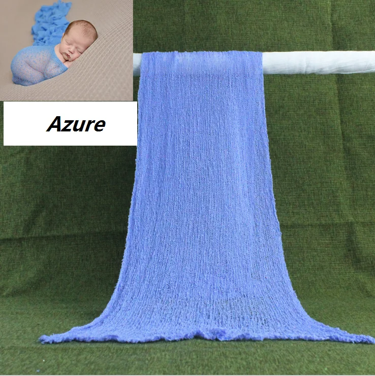 Azure Реквизит для фотосессии новорожденных; хлопковая обертка для новорожденных; растягивающееся детское одеяло; фотосессия для младенцев - Цвет: Azure