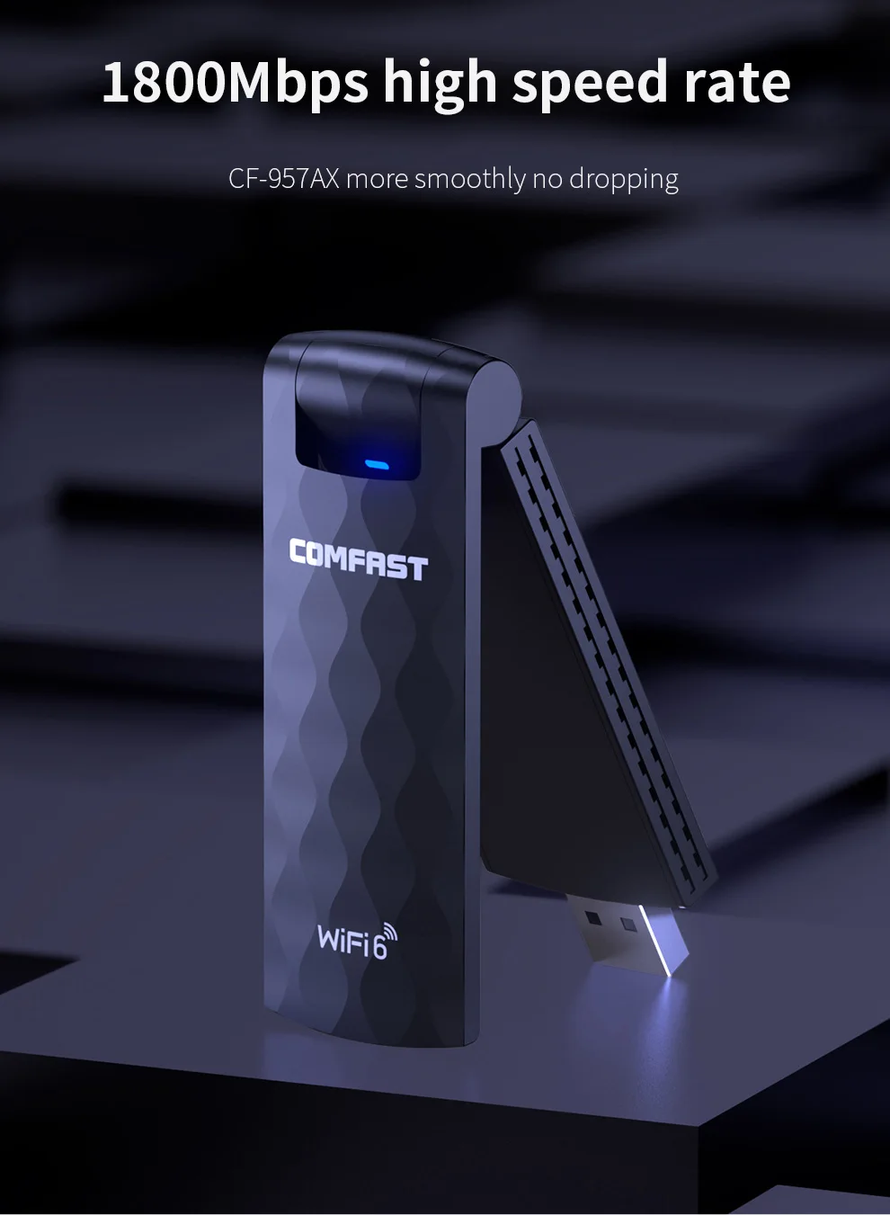 Wifi 6 USB Adapter Wireless Wi-fi Dongle 1800Mbps 2*2dBi Antenna Network Card 5G/2.4GHz AX High Gain WI FI6 Adaptor For Desktop