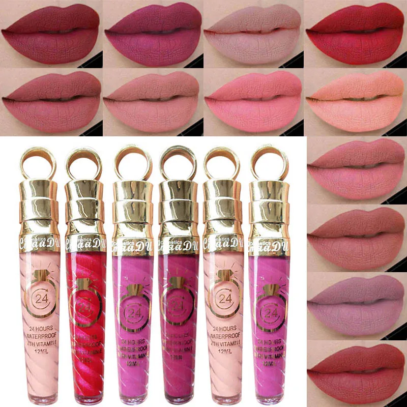 

Make Up Lips Matte Liquid Lipstick Waterproof Long Lasting Sexy Pigment Nude Glitter Style Lip Gloss Beauty Red Lip Tint TSLM2