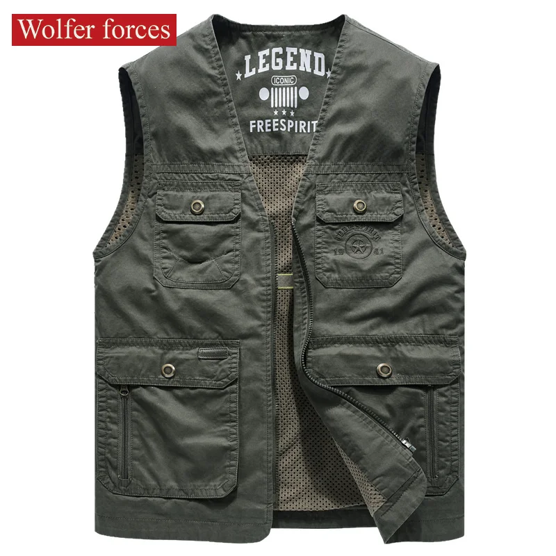 

Spring Tooling Vest Men's Multi Pocket Fishing Photography Jackets Outdoor Mountaineering Vests Autumn Cotton Vest Thermal Coats