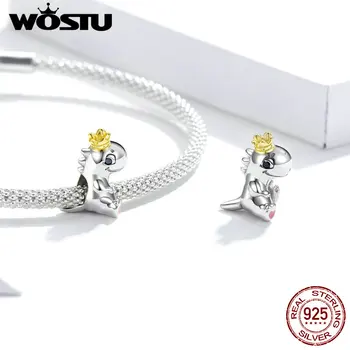 

WOSTU New Warm Little Dinosaur Charm fit Original Bracelets & Bangle Beads 925 Sterling Silver Fine Jewelry make gift DXC1674