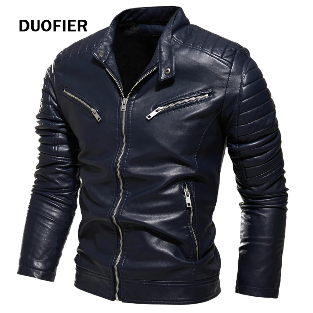 Motorcycle Jacket Biker-Coat Winter Fashion Pleated-Design Warm Slim Black Zipper Fur
