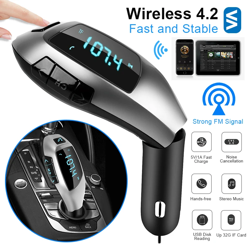 

Wireless Bluetooth FM Transmitter Car Kit Hands-free LCD MP3 Player USB Charger Support TF LCD Display Screen Car Accessories