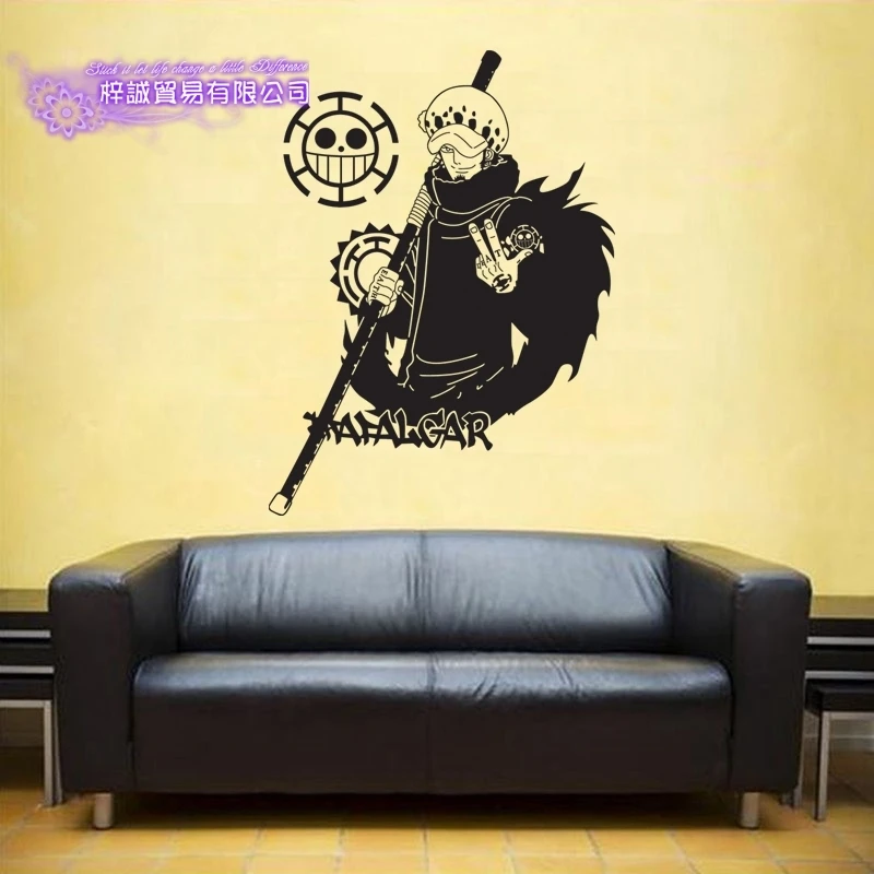 DCTAL ONE PIECE Trafalgar D Water Law Decal Japanese Cartoon Wall Sticker Vinyl Decal Decor Home Decorative Decoration