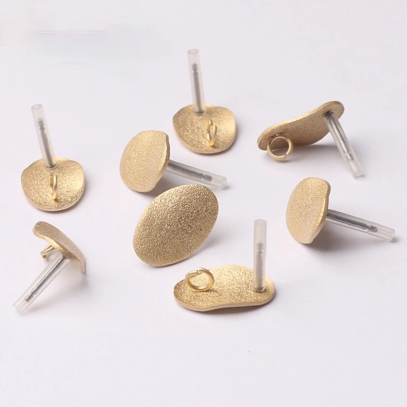Oro distorsionada forma Oval pendientes de Base conectores Linker 6 unids/lote 18*12mm Diy joyería suministros artículos a granel