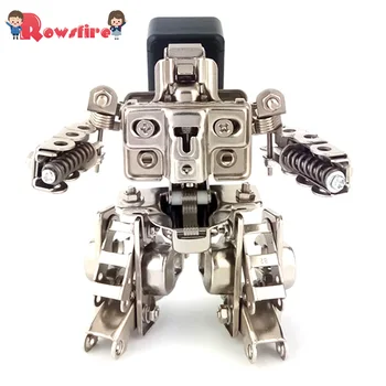 

12cm Height Large Attack Mecha Model Metal DIY Assembly Fighting Robot Toy Mobile Phone Bracket Gift for Men