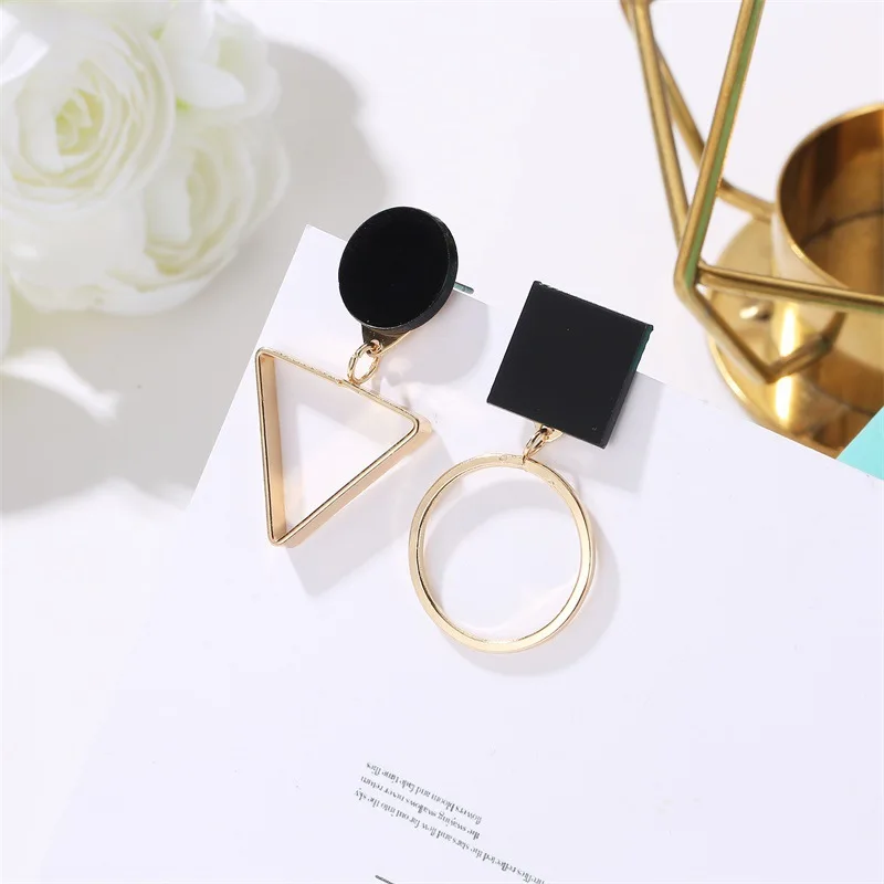 New Fashion Geometric Earrings For Women Round Earrings Triangle Design Elegant Earrings For Wedding Birthday Gift