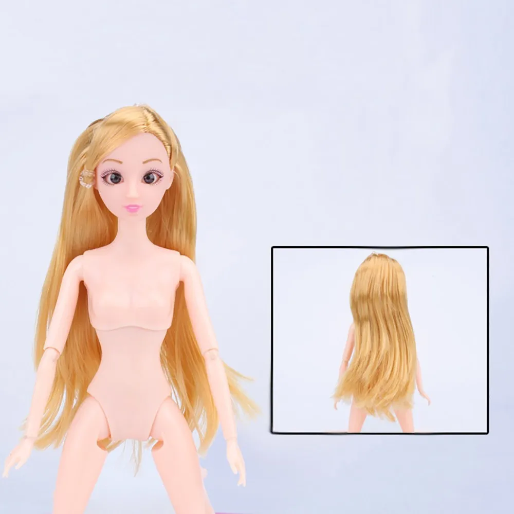 Кукла Обнаженная тело 12 шарнирная подвижная с цветными волосами 3D Глаза DIY игрушки Аксессуары подарок на день рождения для девочки