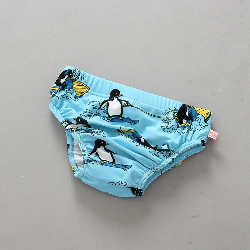 blue penguin Детский купальный костюм купальные подгузники с завязками, купальный костюм для младенцев Детские купальные костюмы для мальчиков и девочек купальные костюмы для новорожденных, подгузники для маленьких мальчиков - Цвет: blue penguin