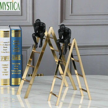 

Nordic Resin Thinker Statue Creative Male Nude Art Sculpture Home Decor Metal Stair Figure Figurine Living Room TV Cabinet Sculp