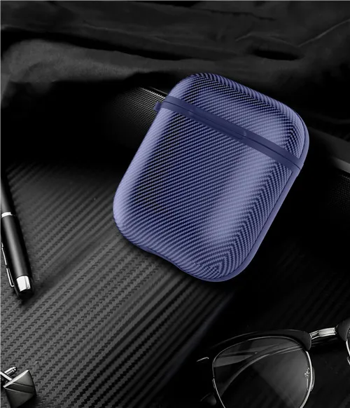 Королевский синий KJOEW для Apple Airpods1 ушной чехол из углеродного волокна корпус Bluetooth наушники силиконовые для Airpod1 чехол для наушников сумка для зарядки - Цвет: Королевский синий