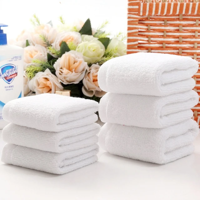 10pcs/Lot White Small Face Hand Towels Kitchen Hotel Restaurant  Kindergarten Cotton Towel for Beauty Salon