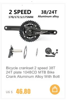Велосипедная кривошипная цепь 104BCD MTB велосипед шатун алюминиевый сплав с дном 170 мм кривошипная черная 32T 34T 36T 38T пластина