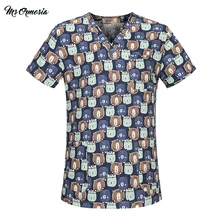 Новая униформа медсестры, топы для унисекс, медицинская форма, хирургическая форма, хлопок, с принтом, медицинская хирургическая одежда для кормления