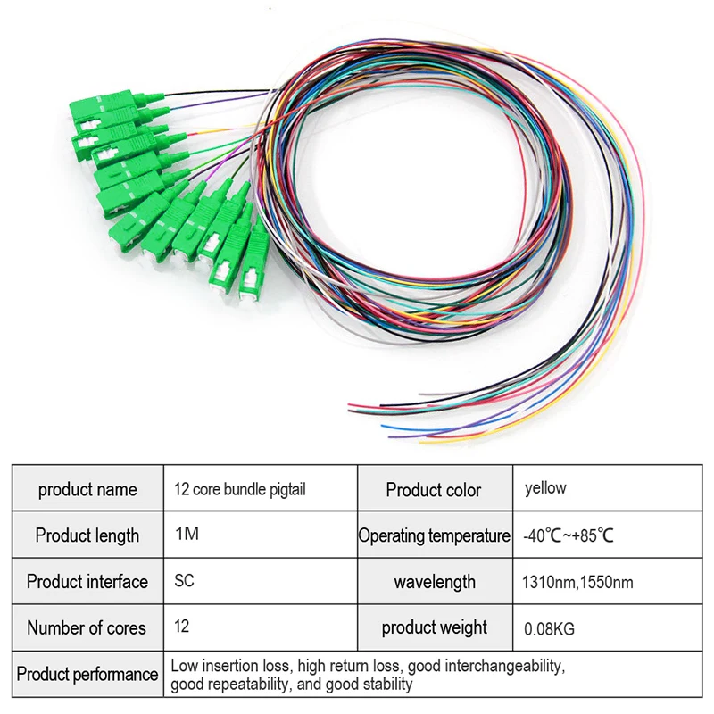12 Colors SC/APC Pigtail-SM(9/125) Fiber Optical Patch Cord/Pigtail 1M fanout fiber optic Pigtails SM simplex Free shipping
