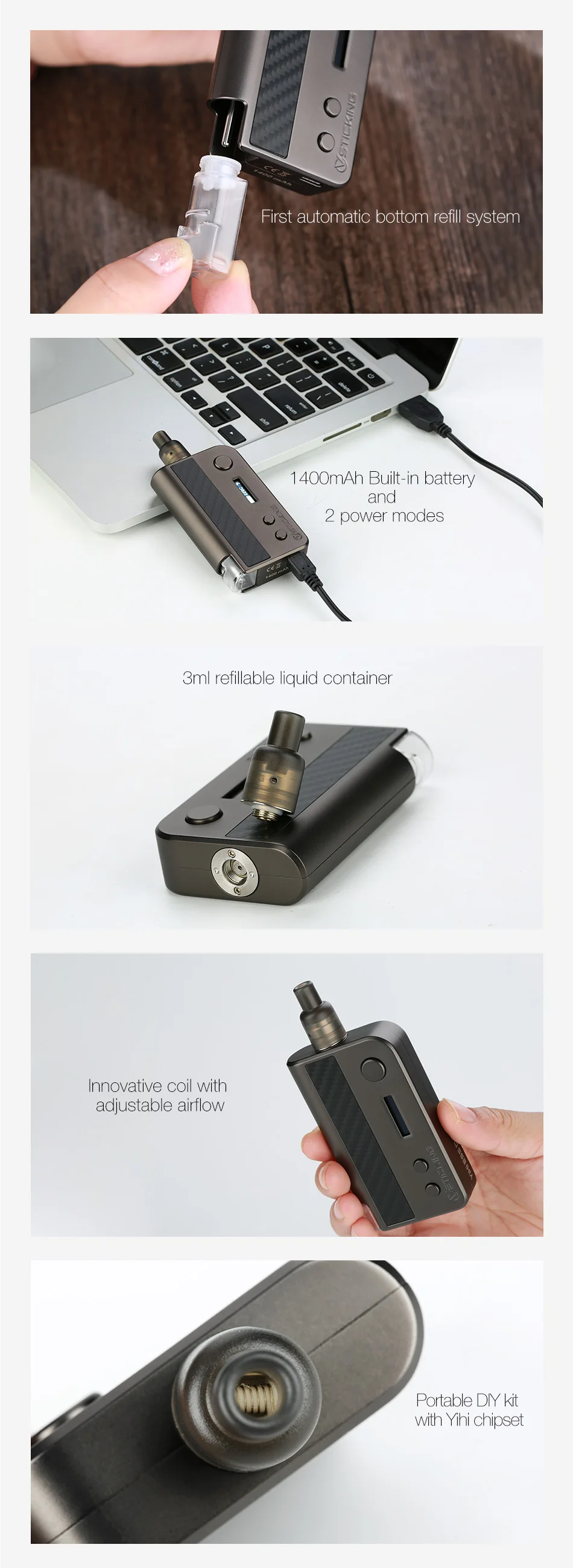 Vsticking VKsma Auto Filling Yihi Chip TC Kit 1400mAh