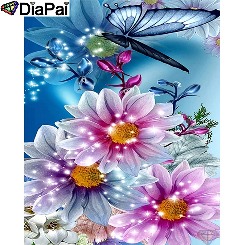 

DIAPAI Diamond Painting 5D DIY 100% Full Square/Round Drill "dragonfly flower" Diamond Embroidery Cross Stitch 3D Decor A27547