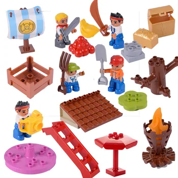 

Duplo Model Roof Sail Tree Flower Stair Umbrella Torch Friends Figures Engineer Big Size Blocks Toys For Children Duploed Citys